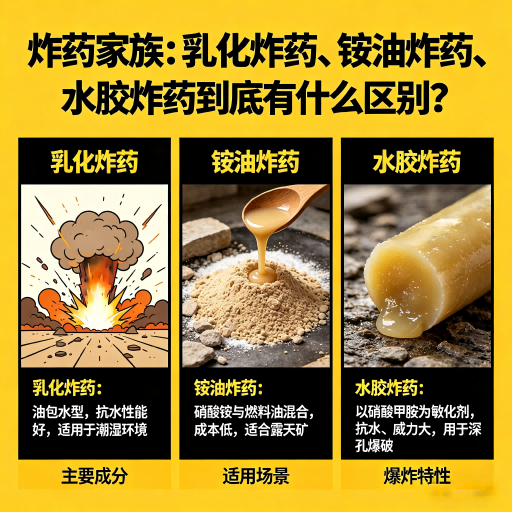 翁牛特炸药家族：乳化炸药、铵油炸药、水胶炸药到底有什么区别？